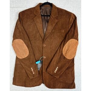 Unbranded Corduroy Blazer Mens 4XL Brown Elbow Patches Sport Coat Academia NEW